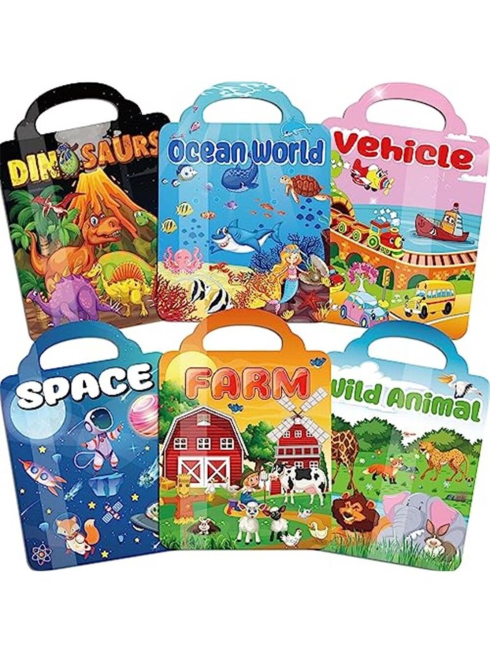 Kalysky 6Set Puffy Sticker Books for Kids 2-4, 3D Reusable Stickers Books for
